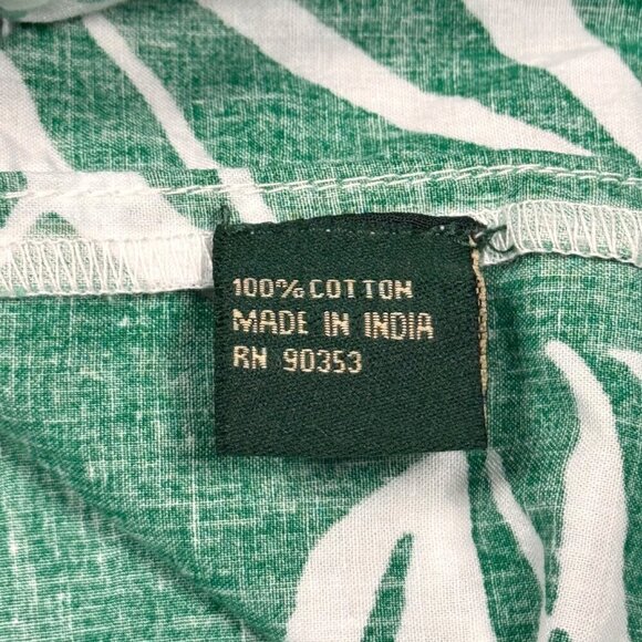 Meadow Rhodes Printed Tiered Midi Dress Sz.L Green Cotton Puff Sleeve Summer - Picture 12 of 15